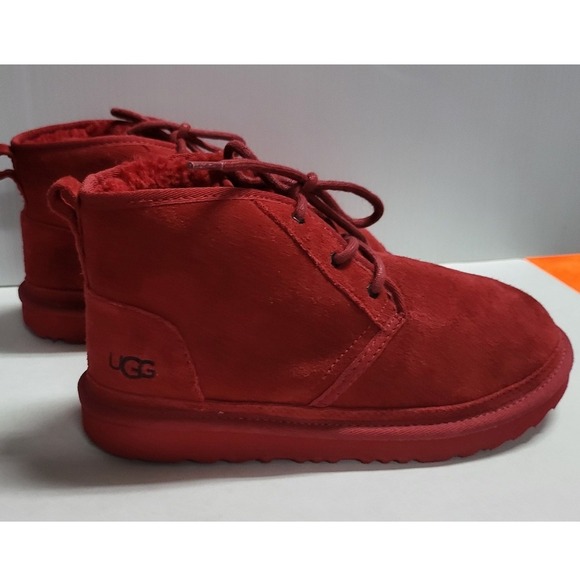 UGG Suede Chukka Boots Red Lace Up Ankle Boots Kids Size 4 - Picture 4 of 8